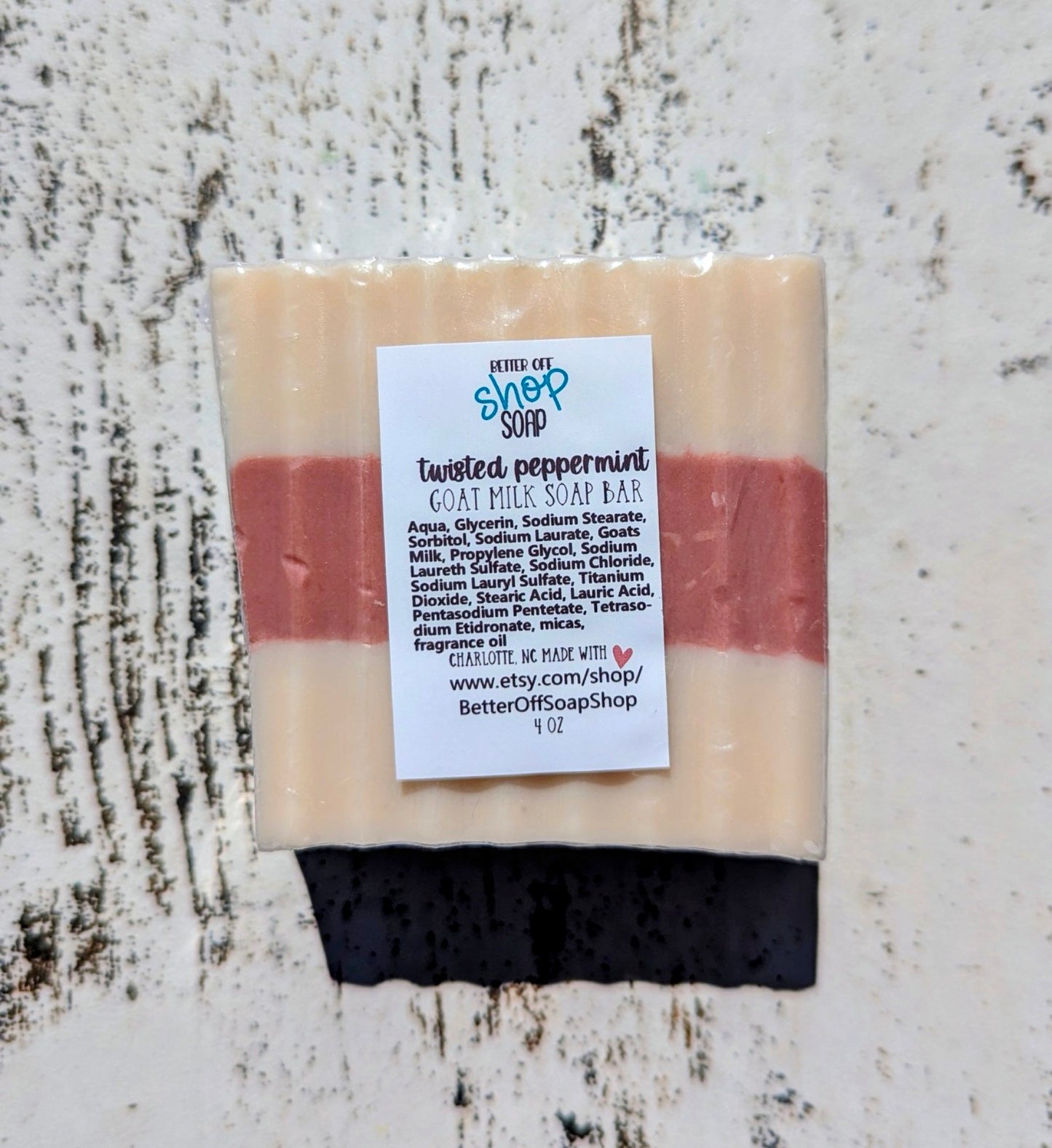Twisted Peppermint Stripe Goat Milk Soap Bar