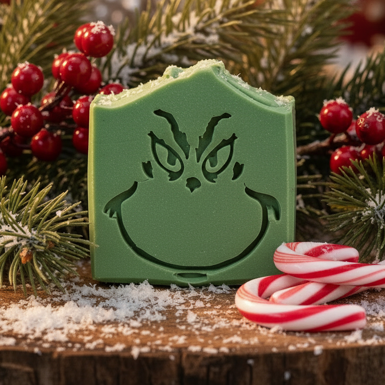 Green Meanie Soap with Candy Canes
