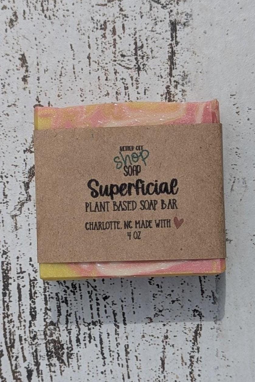 Superficial | Cold Process Soap | Pink, Yellow & White Swirl | Fruity Floral Scent | 4 oz